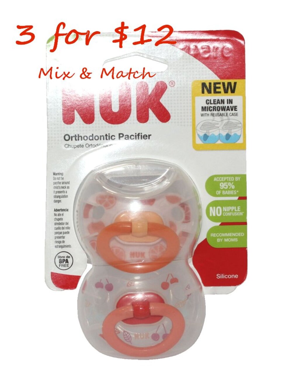 NUK 2-pc New & Improved Silicone Orthodontic Pacifier Set, 18-36 Months